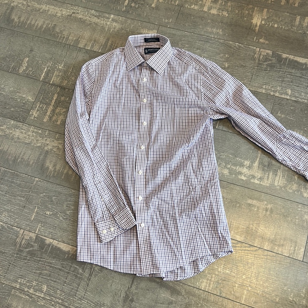 Mens Stafford Essentials Button Down Fitted 15 1/2 34-35